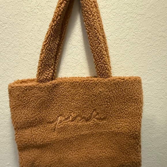 PINK Victoria's Secret Cozy Brown Teddy Tote - Picture 4 of 9